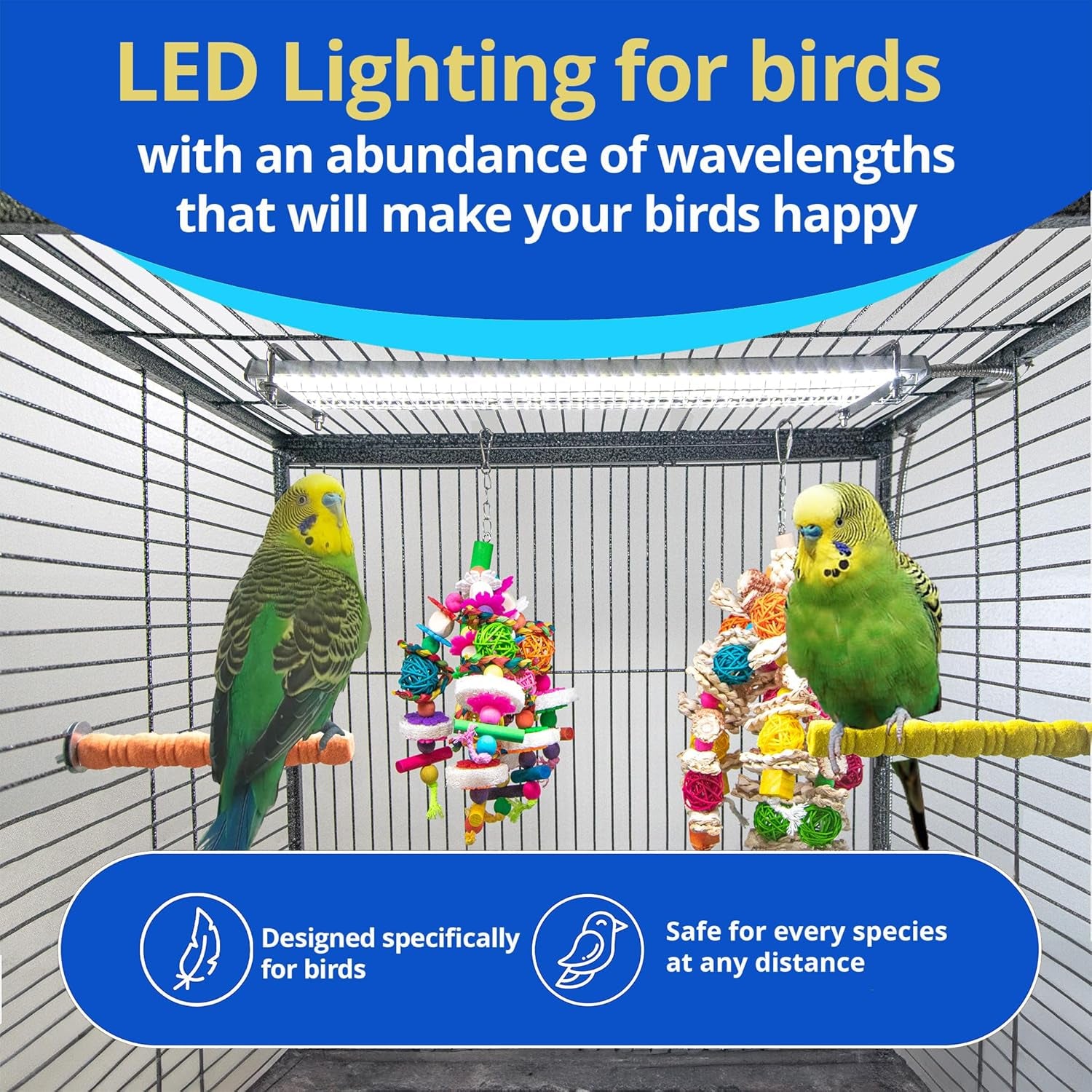 - Bird Cage Light with Chew Guard for Hook Bill Birds & Soft Bill Birds - Full Spectrum LED Pet Light - Simulates Natural Environment